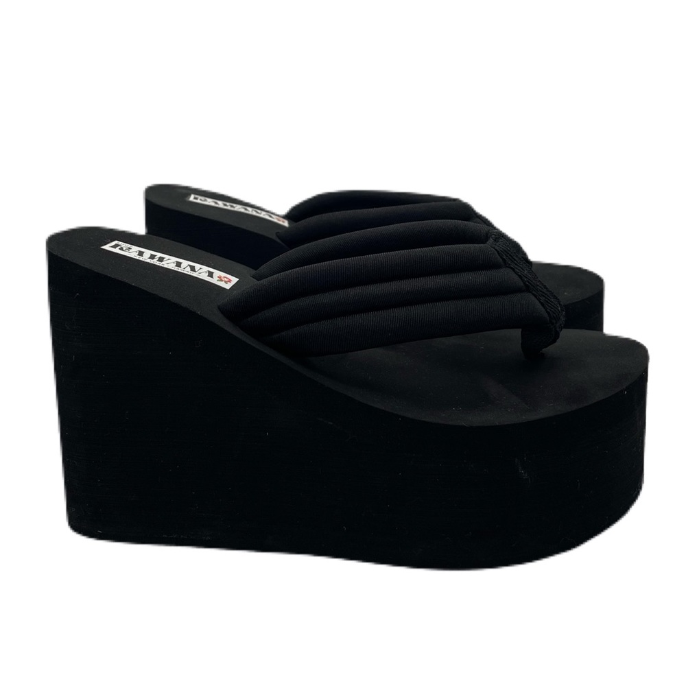 BLACK SOLD OUT Kawana Platform Wedge Flip Flop Thong Sandal Y2K Shoes